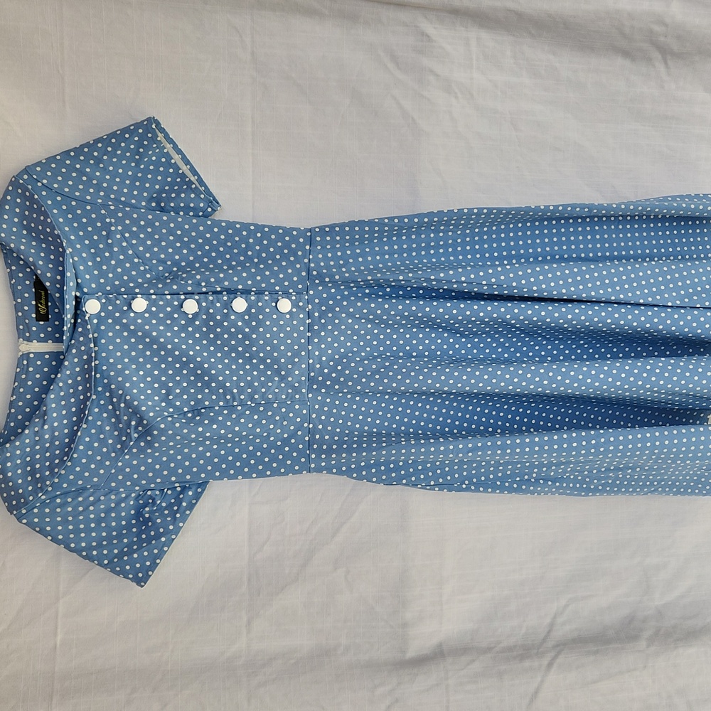 Wedtrend Blue and White A-Line Sailor Collar Midi Dress